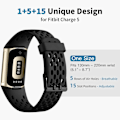 Miniatyrbillede 2 af 4: Kompatibel med Fitbit Charge 5 Bands/Charge 6 Bands til kvinder og mænd, blødt åndbart sportsbånd, justerbart håndledsrem, sort