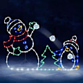 Miniatyrbilde 1 av 5: Animert Julelys Snøballkrig Rammedekorasjon Glødende Snømann & Pingvin