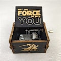 Miniatyrbillede 4 af 4: Sort træ Star Wars spilledåse, antik udskåret håndsvinget træ