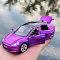 Miniatyrbilde 5 av 5: 1:32 Tesla Model X Model 3 Model S Model Y Legering Bilmodell Diecasts Leksaksbil Ljud Og Lys Barnleksaker For Barn Gaver Gutt Leke Model 3 Purple