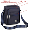 Miniatyrbillede 3 af 10: Herr Crossbody-tasker Axelpose BLÅ 4 DRÆKDRÅGOR 4 DRÆKDRÅGOR blå 4 zippers-4 zippers blue