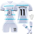 Miniatyrbilde 3 av 5: Chelsea F.C. bortedrakt 22-23 Kante fotballdrakt for barn Aubameyang 9 Med sokker+beskyttelse Aubameyang 9 With socks+protect #XL