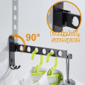 Miniatyrbilde 2 av 5: Foldbar veggmontert klesstativ, svart 90° veggmontert foldbar klesstativ