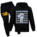 Miniatyrbillede 1 af 3: Børn Drenge Pige Messi Fodbold Fodbold Hættetrøjer Træningsdragt Sæt Bukser Pullover Outfits Sort Black 160cm