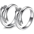 2 st Kramringar, 925 Sterling Silver Kramringar För Kvinnor Män Flickor Älskar Kramar Öppna Löftesring-SS1-