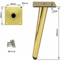 Pikkukuva 4 / 5: 4 kpl Sneda bordsben i metall, koniska möbelben, 201 rostfritt stål, guld, 25 cm höjd, halkfri tyst bas för soffor, bord