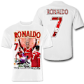 Miniatyrbilde 5 av 8: T-skjorte REA Ronaldo Portugal United sportsdrakt trykk foran & bak Hvit 140cl 9-11 år White 140cl 9-11år