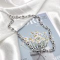 Miniatyrbild 4 av 5: U-formad länkkätting choker halsband titan fet chunky halsband för kvinnor Silver