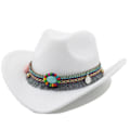 Miniatyrbillede 1 af 2: Mode Western Cowboyhat med Filtkepsar med Roll Up Brätte white