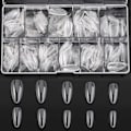 Miniatyrbilde 1 av 5: Mandelformede falske negltips - Medium Almond Shaped Clear Nails Full