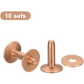 Miniatyrbillede 3 af 5: 10 sæt kobbernitter og -skiver, 10x3,3x14mm massive læderkobbernitter til læder DIY håndværkstilbehør, kobberfarve