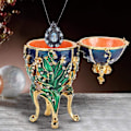 Miniatyrbild 3 av 5: Handmålad Fabergé-ägg Emalj Korall Rattan Metall Smyckeskrin Halsband Armband Liten Prydnad Hemarbetsbord Dekoration Present Smyckeskrin