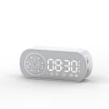 Miniatyrbild 1 av 5: Multifunktionell smart FM-radio Bluetooth-högtalare väckarklocka spegelklocka (vit)