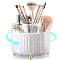 Miniatyrbillede 3 af 5: 360° roterende makeup-arrangør - makeupbørsteholder med 5 rum til kosmetik, smykker til makeupbord, soveværelse, kontormaterialeopbevaring
