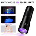 Pikkukuva 3 / 5: 12 LED UV-taskulamppu 395 nm Musta