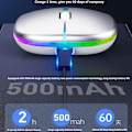 Miniatyrbillede 4 af 5: Trådløs mus Bluetooth-kompatibel / 2.4G To forbindelsestilstande Genopladelig RGB-mus Gamer Stille mus til bærbar computer Two Modes Silver