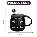 Miniatyrbillede 2 af 5: Smuk keramisk kaffekop med låg og smuk rustfri ske, 400 ml kaffemælk tekop.