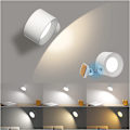 Miniatyrbillede 1 af 7: Væglampe LED-lampe Genopladeligt batteri Væglampetter Dæmpbar med 3 farvetilstande 3 lysstyrker 360° roterbar berøringskontrol Væglamper til soveværelse White