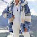 Miniatyrbilde 2 av 5: Dame Vinter Plysj Jakke Med Glidelås Lomme Løstsittende Jakke Dame S Klær Teddy Fleece Jakke Langærmet Vinterjakke Yttertøy Steetwear X19 Vinrød 4XL X19 Wine