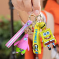 Pikkukuva 4 / 4: 2 kpl Sponge - Bob avaimenperä wopin- Action Figure avaimenperä Söpö sarjakuvahahmo Riippuva malli Nuket Lapset Lahja Lelut Söpö Laukku Riippuva Lahja Lapsille