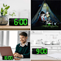 Miniatyrbild 3 av 3: Digital väckarklocka, LED digital väckarklocka, spegel, bordsur