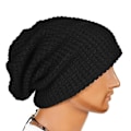 Miniatyrbilde 1 av 2: Dame Slouch Lang Beanie Hatt Vinter Ull Caps Varm Strikket Lue black