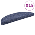 Miniatyrbillede 3 af 8: vidaXL Trappstegsmattor Selvhæftende 15 stk Broderi 56x17x3 cm Blå blue 2430