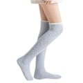Miniatyrbillede 1 af 10: Overknee Strømper Høj Fuzzy Strømper LJUSGRÅ Light Grey