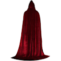 Miniatyrbilde 2 av 3: 1 Voksen Hodehette, Cosplay Kostyme Fløyelskaffe, Kappe Hexe Trollmann Kappe Rød Red Large(120-140cm)