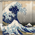 Miniatyrbillede 3 af 3: Japansk Badeværelsesgardin The Great Wave uden for Kanagawa