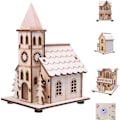 Miniatyrbillede 1 af 2: Ny Rustik LED Trækirke - DIY Træ Juleby Scene - Belyste Juledekorationer 2020 - Perfekt Til Juleværksted - Med Vil