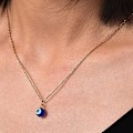 Pikkukuva 3 / 4: Sininen lasisilmäkaulakoru, paha silmä -riipus Silver Clip Beads