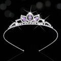 Pikkukuva 1 / 4: CQBB Prinsessa Hopeinen Tiara ja Kruunu Vaaleanpunainen Kristallitiara Tytöt Kauneuskilpailu Kruunut Strassi Syntymäpäivä Päähine Lapsille (Violetti)