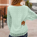 Miniatyrbilde 2 av 5: Langermet Bluse Rund Hals Løs Passform Myk Pustende Ensfarget Dame Casual Topp for Jobb Date Shopping