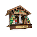 Miniatyrbillede 3 af 4: Vejrstation, Skovvejrstation med mand og kvinde, træhus Barometer termometer og hygrometer Boligindretning Væghængt ornament