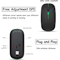 Pikkukuva 2 / 4: Ladattava langaton hiiri, Bluetooth-hiiri, kaksi tilaa (BT 5.1 + 2,4G langaton), erittäin ohut/hiljainen, USB-kaapelilla (musta)