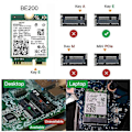 Miniatyrbillede 4 af 5: WIFI 7 BE200 BE200NGW WiFi Kort+Antenne BT 5.4 802.11AX Tri-Band M.2 NGFF Trådløst Netværksadapter f