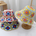 Miniatyrbild 4 av 4: Bredbrättad virkad bucket hat bredbrättad solhatt blomfärgmatchning fiskare