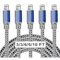 Pikkukuva 1 / 4: 5-pack nyloninen iPhone-laturi Lightning-kaapeli pikalataus