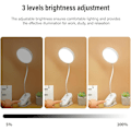 Miniatyrbillede 4 af 4: LED USB Klemmelampe Touch Kontrol, 3 Lysindstillinger Justerbar Lysstyrke Skrivebordslampe, Læselampe Sengelampe