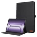 Etui til OnePlus Pad 3 med stativ, kortholder, stoftekstur, læder tabletcover, sort