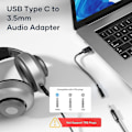 Miniatyrbilde 2 av 5: Svart USB-C til 3,5 mm hodetelefonadapter, USB Type-C lydjackadapter med DAC, Type-C til digitale lydhodetelefoner kompatibel med Galaxy S