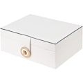 Miniatyrbillede 3 af 5: Smykkeskrin Organizer til halskæder, øreringe, armbånd, ringe, stort PU-læder smykkeskrin med 3 stablebare lag (hvid)