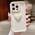 Miniatyrbild 1 av 3: Passar Apple 15 mobilskal iphone16promax fulltäckande anti-fall high-end kärlek 16E white iPhone16E