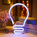 Miniatyrbillede 1 af 3: Glødepæreformede Neon Lys til Soveværelsesvægskilt, Batteri- eller USB-drevet Sval LED Neon Lyssilt Dekoration, Neon Lys til Vægdekoration, LED-