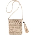 Miniatyrbild 1 av 4: Stråväska för damer, sommarstrand tofs stråväska, vävd handgjord dragkedja enkel crossbody-väska, axelväska i bohemisk stil för sommarstrandresor