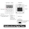 Miniatyrbillede 2 af 4: Køkkenur Magnetisk Digital Timer og Stopur Køkken Alarm Timer Korttidsalarm Ur Med Lyd Og Lyssignal, Perfekt Køkken Timer Timer C