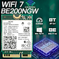 Miniatyrbillede 2 af 5: WIFI 7 BE200 BE200NGW WiFi Kort+Antenne BT 5.4 802.11AX Tri-Band M.2 NGFF Trådløst Netværksadapter f