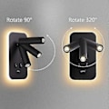 Miniatyrbillede 2 af 4: LED Væglampe, Sengelampe med kontakt, USB-ladeport, Stemningsbelysning til soveværelse Justerbar spotlight (3w 3000k + 9w 6000k) Sort