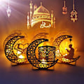 Miniatyrbilde 3 av 4: Trelampe med måne og stjerne, LED-lampe, gardinlamper for Ramadan